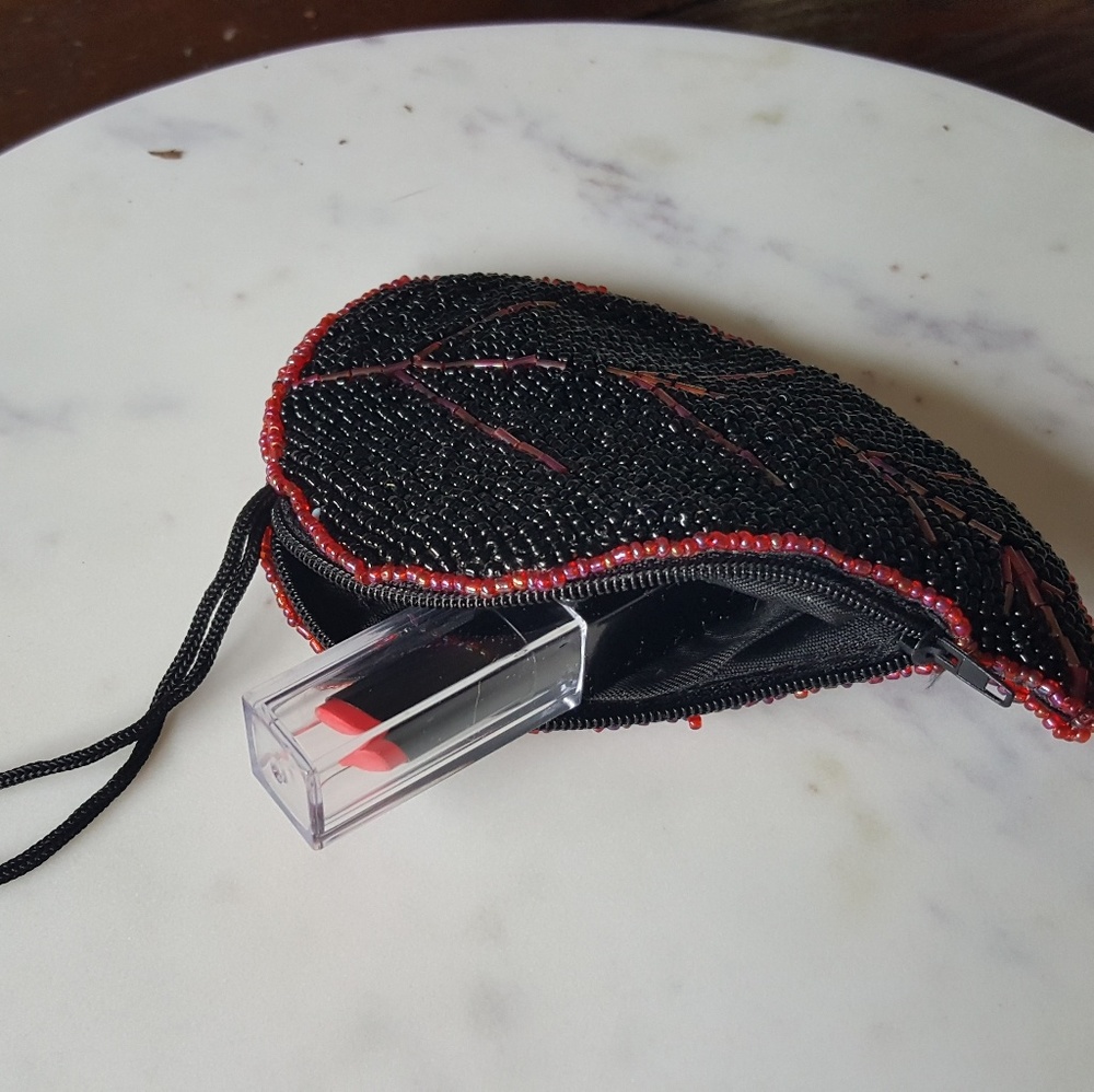 Beaded Coin / Cosmetic Zippered Pouch